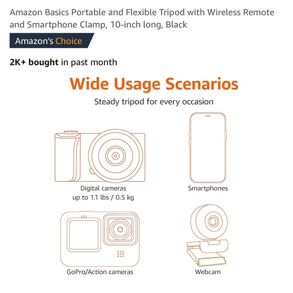 ✨FREE WITH PURCHASE✨ Amazon Basics Tripod - Picture 3 of 4